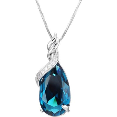 100% S925 Sterling Zilver 45cm Ketting Natuurlijke Blauwe Topaas Sieraden Hangers Edelsteen Vrouw Zilver 925 Sieraden Bizuteria Hangers blauw