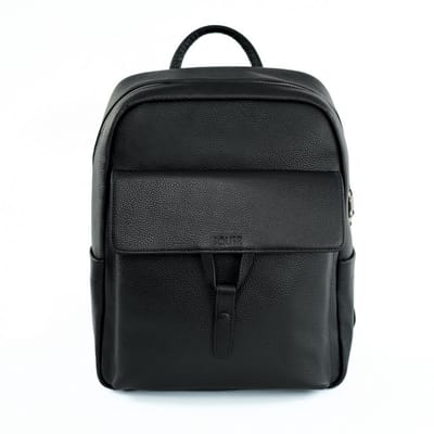 Solier FV05 Sanna - Leren rugzak - Voor laptop 13 inch - Echt leer - Zwart