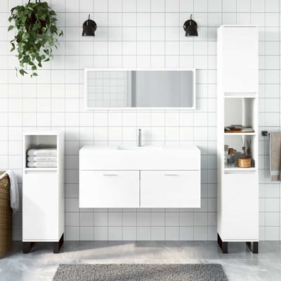 vidaXL - Badkamerkast - met - spiegel - bewerkt - hout - hoogglans - wit