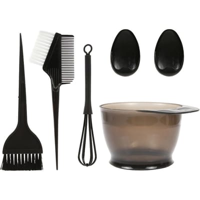 5PCS Haarverf Kleurborstel en Kom Set Oorkappen Verfmixer Haarverf Verf zwart