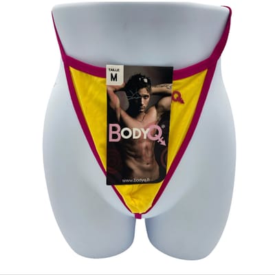 BodyQ Sexy Heren String – Geel/Roze – Erotische Herenlingerie – Maat XS