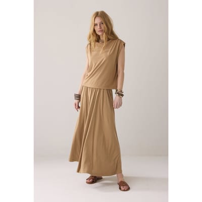 Summum Woman Sleeveless Top Washed Modal Peanut Maat: M | Mouwloze Tops Outlet | Dames | Beige