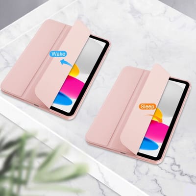 Arara Hoes Geschikt voor iPad 10e Generatie 10.9 (2022) hoes met pencil houder - Tri-fold hoes met Auto/Wake functie en Magnetische sluiting - Rosegoud