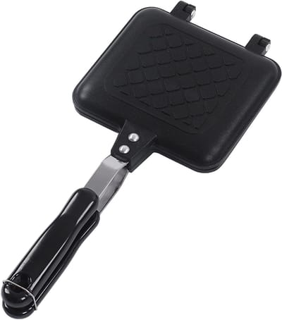 Sandwich Pan - Panini Maker Koekenpan - Ontbijt Maken - Dubbelzijdig Grillen - 35x15 cm - Zwart