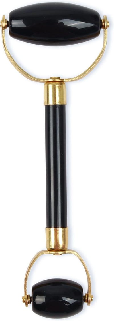 White Lotus Anti Aging Dubbelkoppige Toermalijnroller - Natural Chemical Free Crystal in een kenmerkende, door zijde beklede doos.
