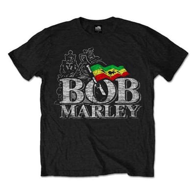 Bob Marley - Distressed Logo Heren T-shirt - L - Zwart