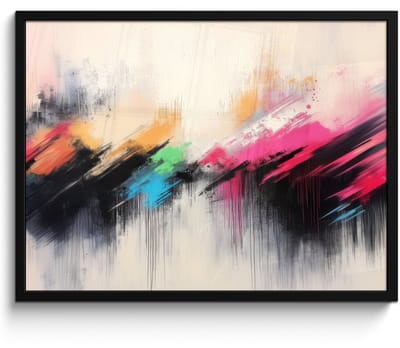 Poster in lijst - Fotolijst 70x50 cm - Posters - Dynamisch - Abstract - Kleurrijk - Zwart - Posterlijst zwart - Decoratie - Wanddecoratie woonkamer - Muurdecoratie slaapkamer