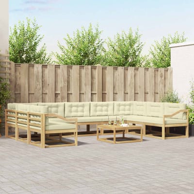 vidaXL - Buiten - bank - set - 10 - st - Wit - en - crèmekleurig