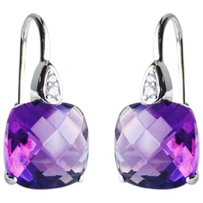 Nieuw in eenvoudige en elegante oorbellen Ingezette vierkante paarse kristallen oorbellen voor dames Mode temperament sieraden gray