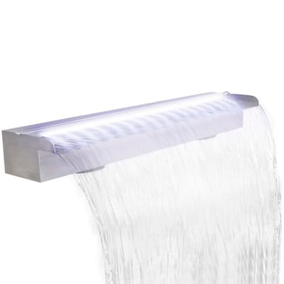 vidaXL - Zwembadwaterval - met - LED's - rechthoekig - 90 - cm - roestvrij - staal