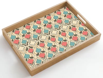 Dienblad hout 50x35 cm - Schootdienblad - Barok - Retro - Kleurrijk - Borrelplank rechthoek - Plateau dienbladen