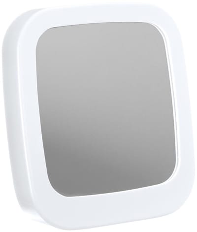 Basic make-up spiegel - scheerspiegel - met standaard - kunststof - 18 x 20 x 6 cm - wit