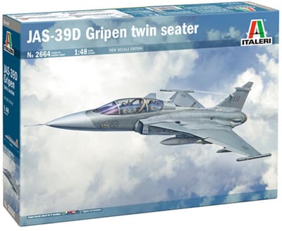 Italeri Modelbouwpakket Vliegtuigen - 2664 Saab JAS 39 Gripen Twin Seater - Straaljager Plastic - 1:48 - Modelbouw