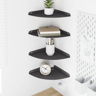 vidaXL - Hoek - Plank - 4 - st - Zwart - 24 - x - 24 - x - 2 - cm