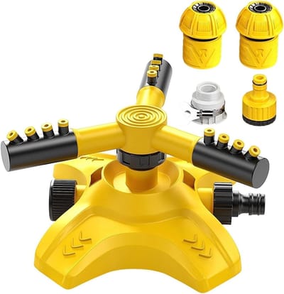 Gazon Sprinkler - 3-armige sproeier - Efficiënte hydratatie - 360 graden rotatie - 80 vierkante meter - Groen