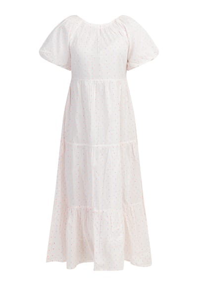 Mymo Maxi jurk Dames Wit roze oranje stippen