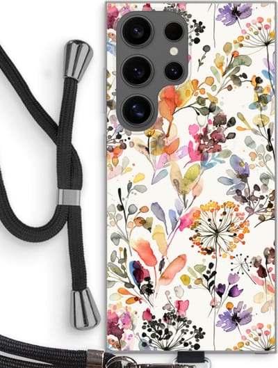 Case Company® - Hoesje met koord geschikt voor Samsung Galaxy S24 Ultra hoesje met Koord - Wilde grassen - Telefoonhoesje met Zwart Koord - Bescherming aan alle Kanten en Over de Schermrand