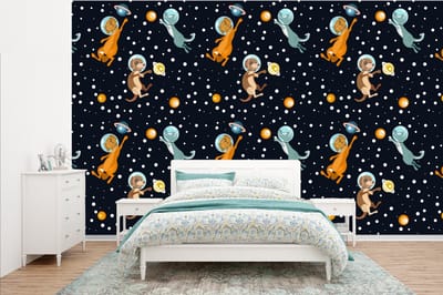 Behang - Fotobehang Planeten - Hond - Patroon - Breedte 385 cm x hoogte 240 cm