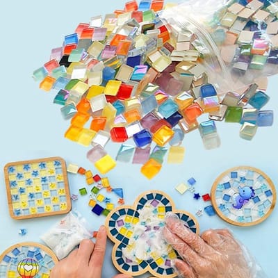 Dailygoods - 450 Stuks 400g Gemengde Kleur Kristal Mozaïek Tegels, Mozaïektegels Mozaïek Glasstukken Gemengde Kleur, Glasmozaïek, Voor Art Craft En Woondecoratie