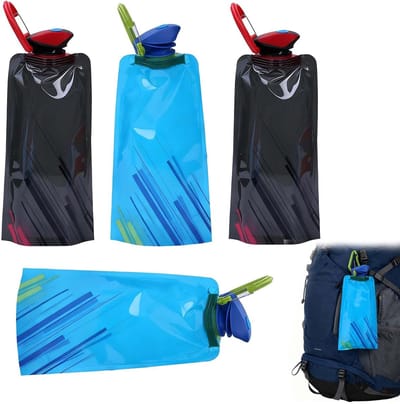 Dailygoods- Waterfles 700 ml - Set van 4 - Opvouwbaar - Lichtgewicht - BPA-vrij - Duurzaam PE-plastic - Drinkzak