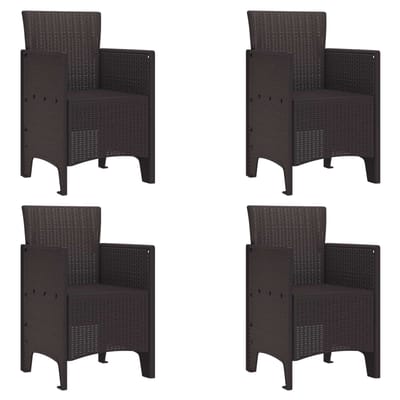 vidaXL Tuinstoel met kussen 4 pcs Bruin 53 x 49 x 85 cm Polypropyleen