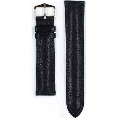 Hirsh Horlogeband -  Camelgrain Zwart - Leer - 22mm