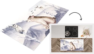 Keukenloper - Loper keuken - Beer - Winter - Sneeuw - 120x60 cm - Keukenloper vinyl