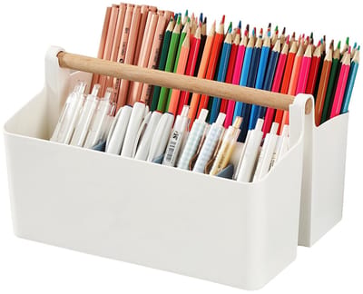 bureauorganizers met 8 compartimenten potloodorganizer, stapelbare organizer voor thuiskantoorbenodigdheden, desktop opruimen en stationaire opslag, 25 × 17,5 x 15,5 cm (wit)