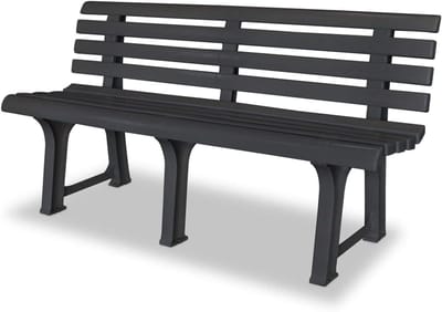Tuinbank Kunststof - Buitenbank Terras - Ontspannen Buiten - Weerbestendig Duurzaam - 145 cm - Antraciet
