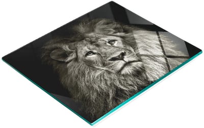 Glazen decoratieve plank met afbeelding van een leeuw voor het serveren van snacks, 60x52 cm