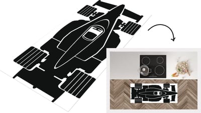Keukenloper - Loper keuken - De bovenkant van een Formule 1 racewagen in een illustratie - 120x50 cm - Keukenloper vinyl