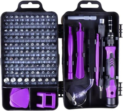 Schroevendraaierset Precisie - Multitool Bits - Elektronica Reparatie - 115 Delige Set - 15.8 cm Lengte - Paars
