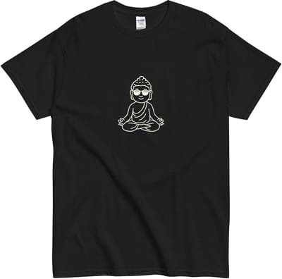 Minimalistisch Boeddha T Shirt - Grappig Spiritueel Design - Zwart - Maat S