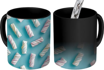 Magische Mok - Foto op Warmte Mokken - Koffiemok - Spekjes - Pastel - Snoep - Blauw - Magic Mok - Beker - 350 ML - Theemok