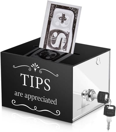 Tip Potten - Geldkistje Collectie - Donatie Opslag - Met Slot Beveiligd - 17 x 10 x 6 cm - Zwart