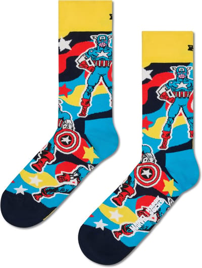 Happy Socks MARVEL Avengers Captain America Sock - unisex sokken - blauw - Unisex - Maat: 41 - 46