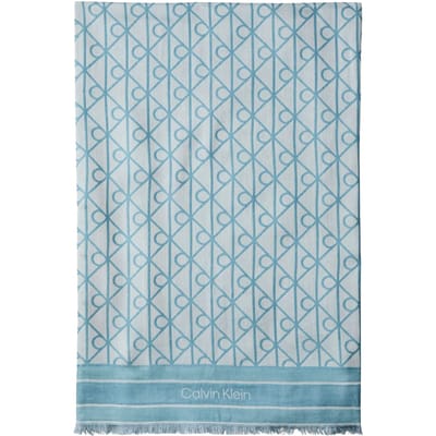 Calvin Klein Emblem Aop Jacquard Scarf Whispering Blue Taglia: OS | Sciarpe Outlet | Donna | Blu