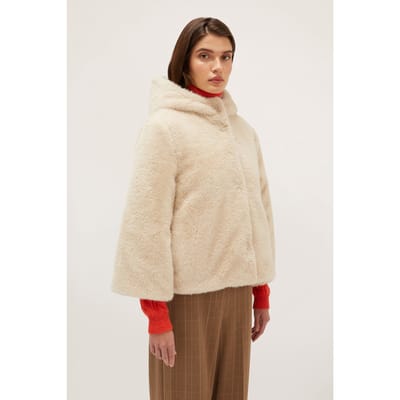 Motivi Reversible Teddy Cape With Hood Beige Größe: 36 | Kunstfell-Jacken Outlet | Damen | Braun