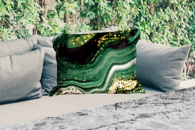 Buitenkussens - Marmer - Goud - Glitter - Groen - Marmerlook - Luxe - 60x40 cm - Weerbestendig