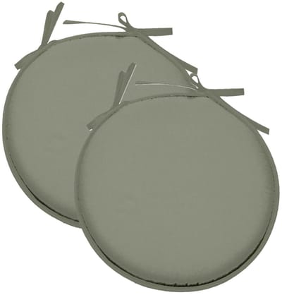 Stof Textile Home stoelkussens - 2x - groen - D40 x H3 cm - voor binnen - touwtjes sluiting - zitkussens plat - rond