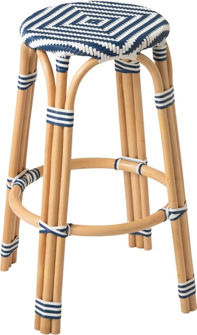 J-Line kruk Geo - rotan - wit - 2 stuks