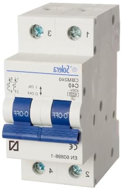 Magnetische thermische schakelaar - Magneetschakelaar automaat - Elektrische beveiliging - 2 polen 2 modules - 40 Ampère - null