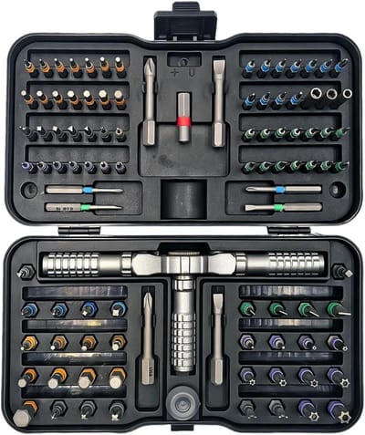 Magnetische Schroevendraaier Set - Precisie Gereedschap - Thuisreparatie - 105 Delige Bitset - 7.12 x 4.21 inch - Grijs
