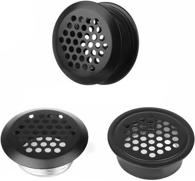 Set van 3 Ronde Ventilatie Roosters - Roestvrij Staal Ventilatiegaas voor Kasten en Muren