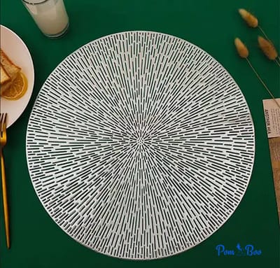 Placemats - Rond - 38 cm - 4 stuks - Onderlegger - Hitte bestendig - Zilver - Luxe uitstraling - Open gewerkt
