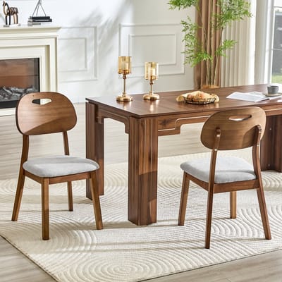 Eetkamerstoel - Set Van 2 - Ovale Rugleuning Houten Frame Met Handgreep Design - Keuken Woonkamer - Hout Gevoerd - Onbekend