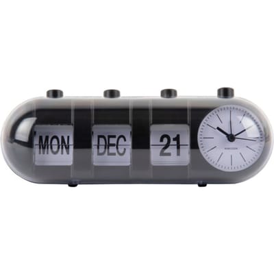 Karlsson - Wekker Retro Tube Calendar Flip - Zwart