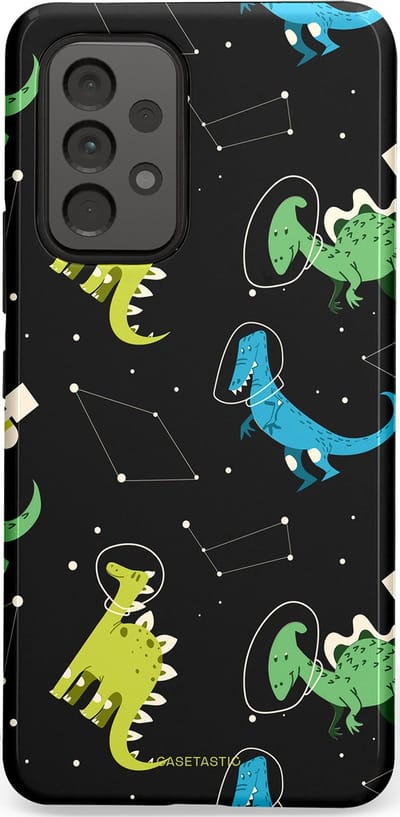 Casetastic hoesje geschikt voor Samsung Galaxy A53 (2022) 5G - Dubbellaagse bescherming - Dino in de sterren - Fashion Case - Zwart Groen