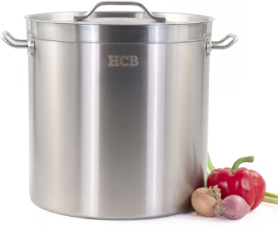 HCB® - Professionele Kookpan - 25 liter - Inductie - Gas - Electrisch - Grote RVS / INOX pan - Soeppan - Horeca pannen - Kookpot - Ø33.5 cm x H33.5 cm - 4.6 kg - 7295