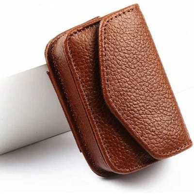 Leren brillenkoker voor presbyopie Klassieke riem Draagbaar Handgemaakt Harde heuptas Opvouwbare lenzendoos voor bijziendheid Draagbare brillendoos brown